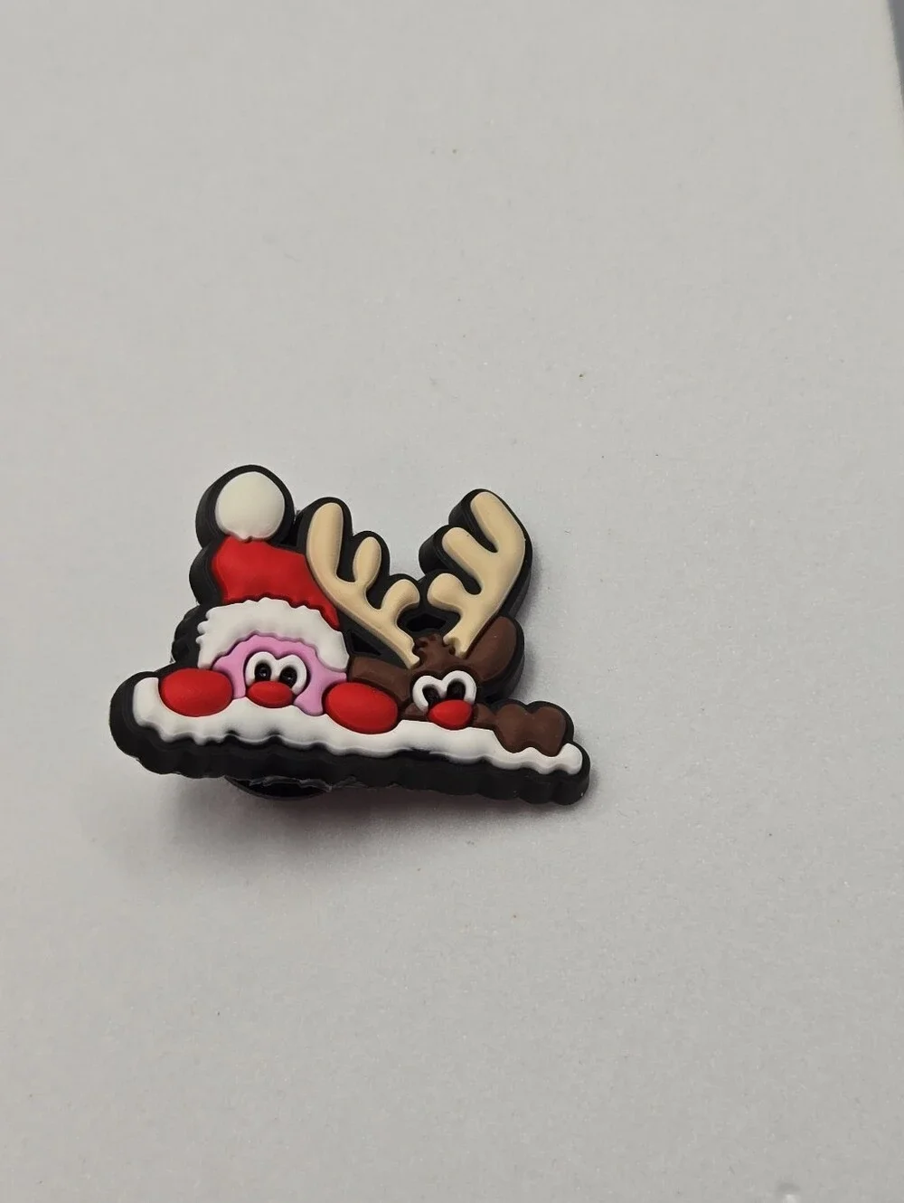Santa Reindeer Croc Shoe Charm Christmas Rudolph Peeking Holiday Jibbitz Style